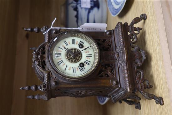 A French bronze mantel clock height 24.5cm